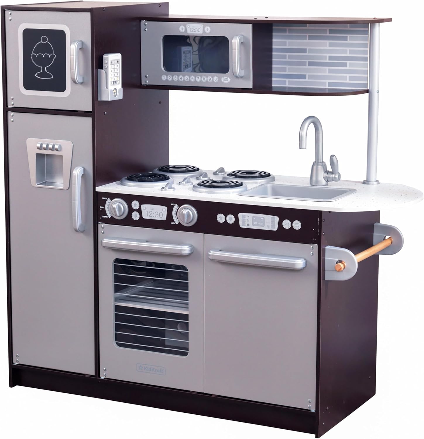KidKraft Uptown Espresso Wooden Play Kitchen for Creative Fun