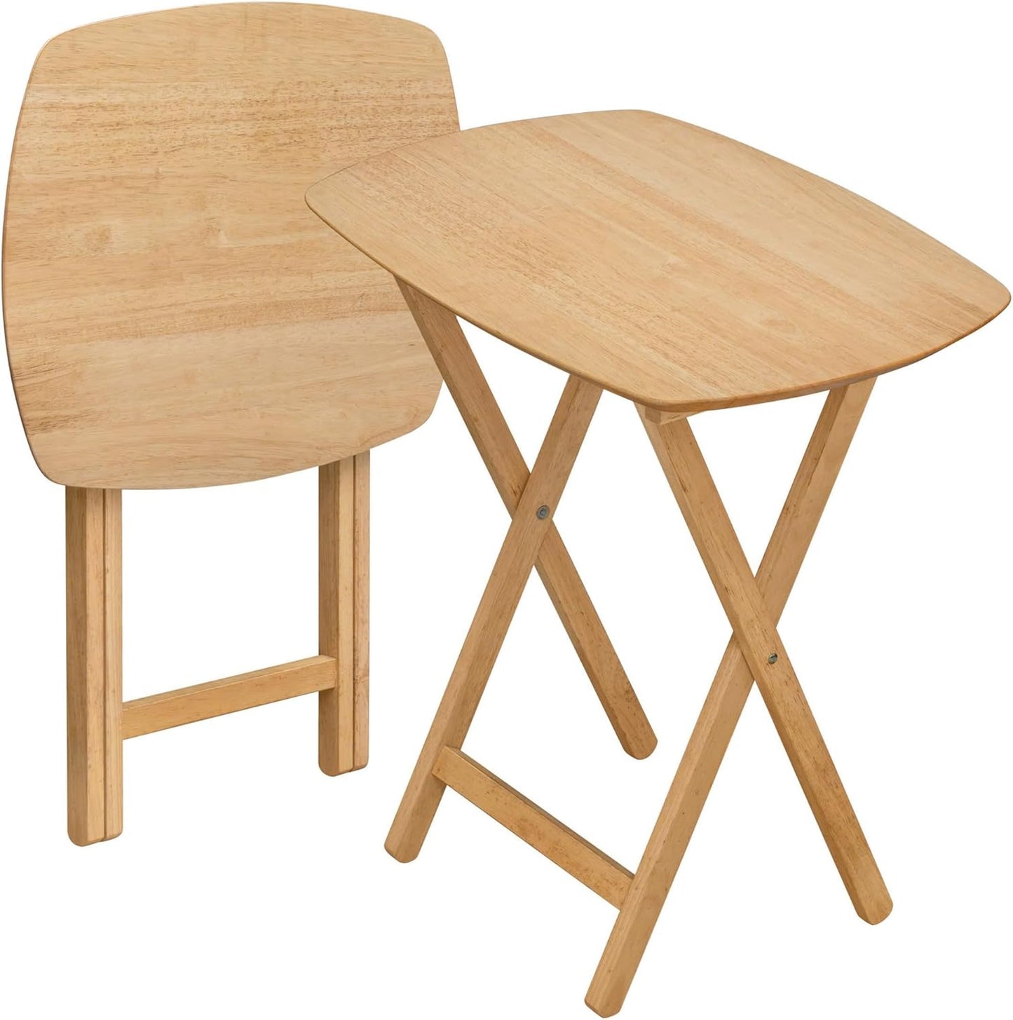 eHemco Natural Hardwood TV Tray Tables Set - 25.5 Inches