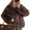 Faux Fur Coat Fluffy Jacket - Warm Shaggy Short Winter Parka