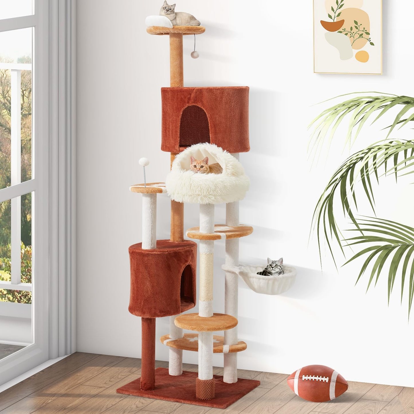 Erinnyees Cat Tree with Football Design for Indoor Cats