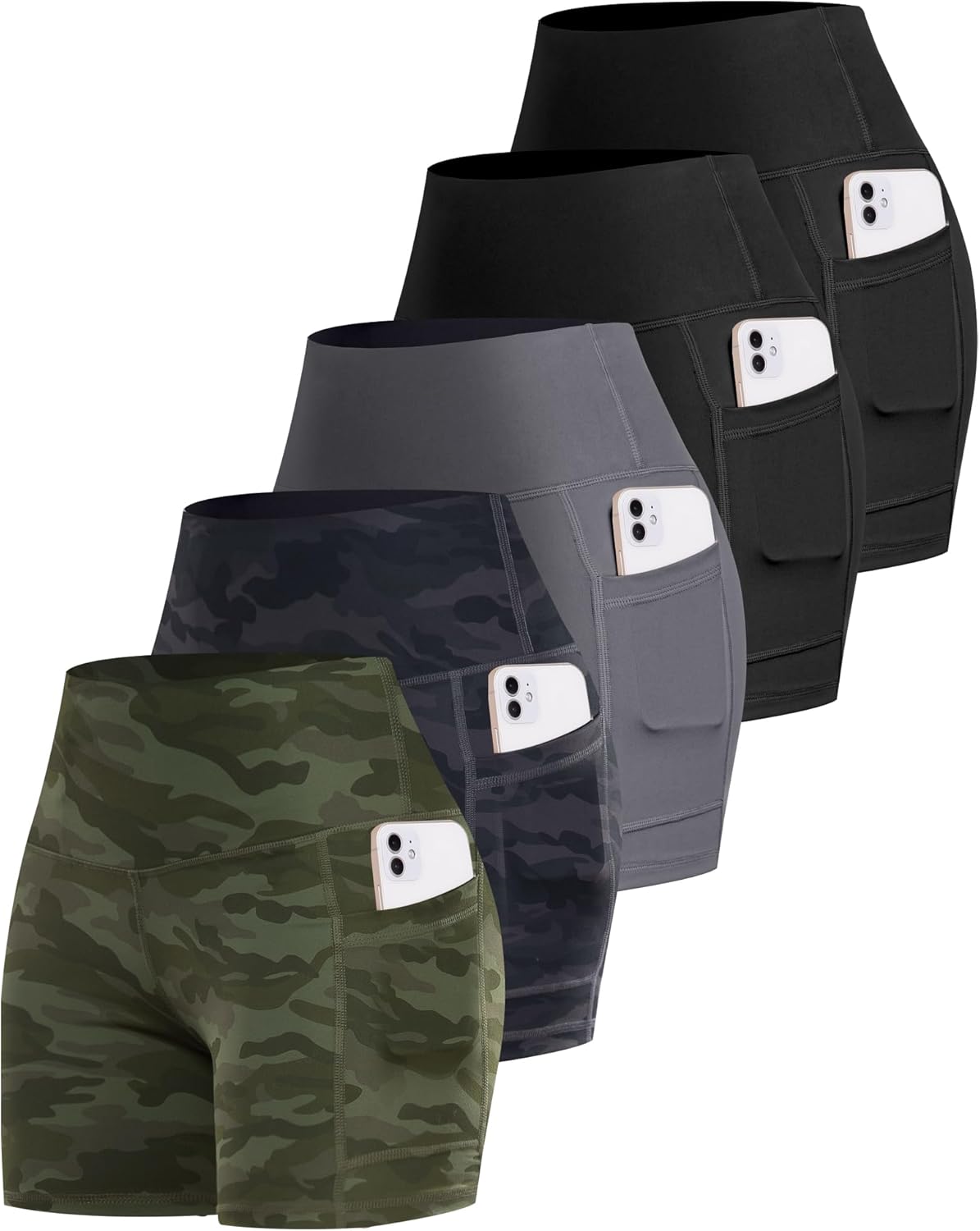 High Waisted Tummy Control Biker Shorts for Women with Pockets