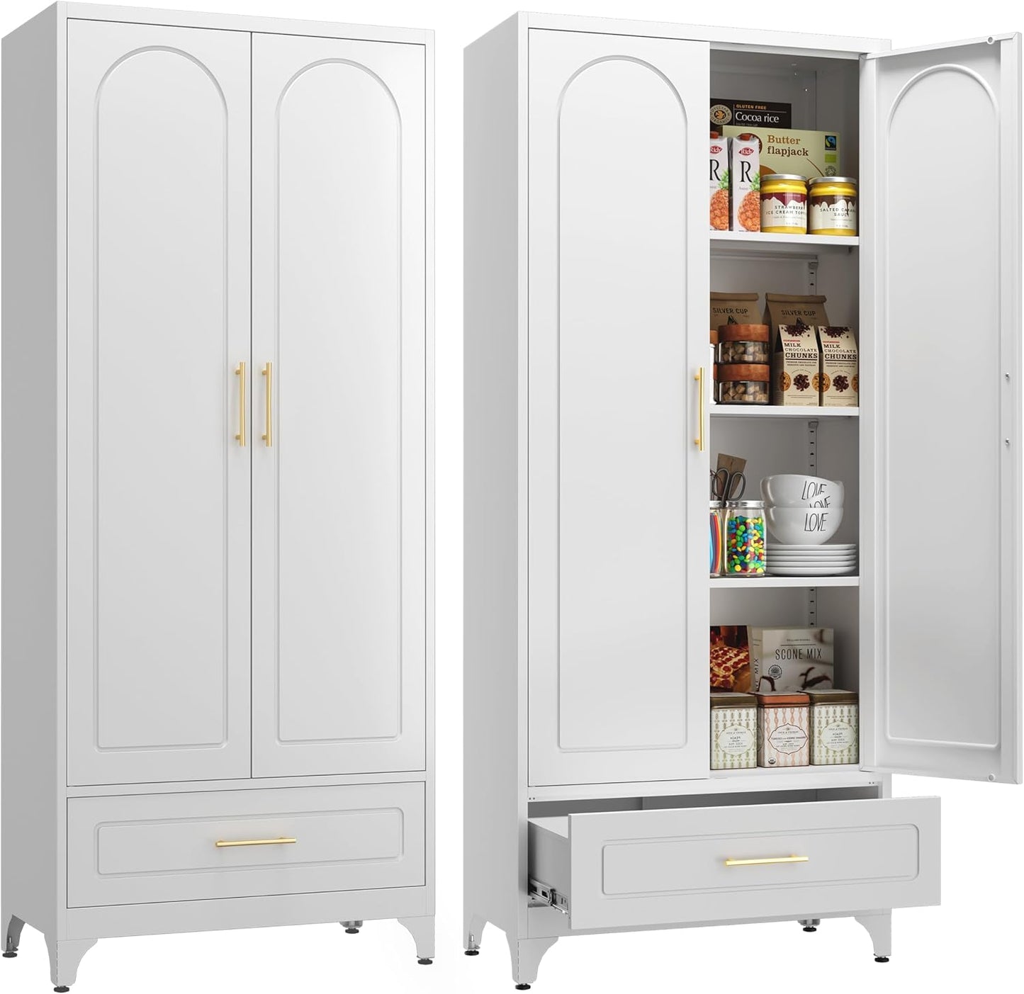 Stylish 75 White Storage Cabinet with Drawers
