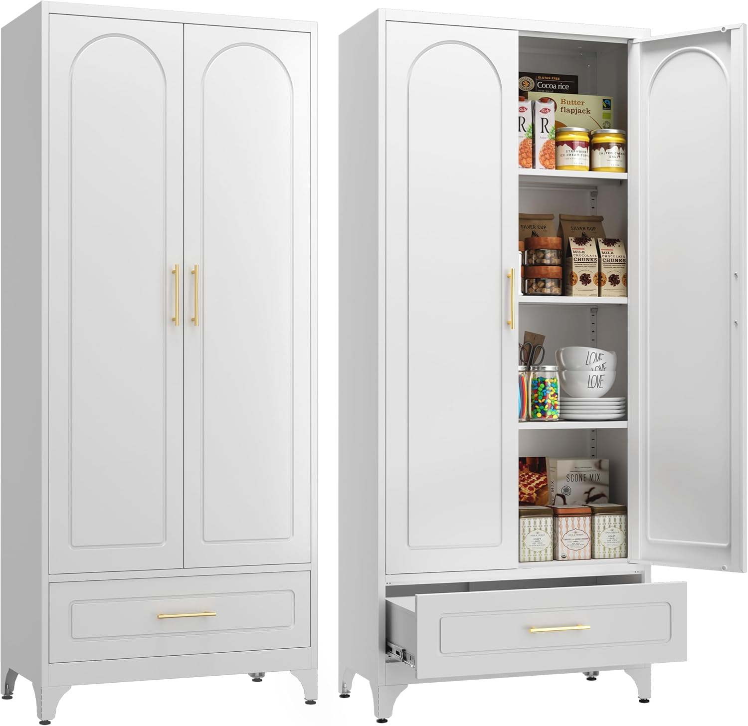 Stylish 75 White Storage Cabinet with Drawers