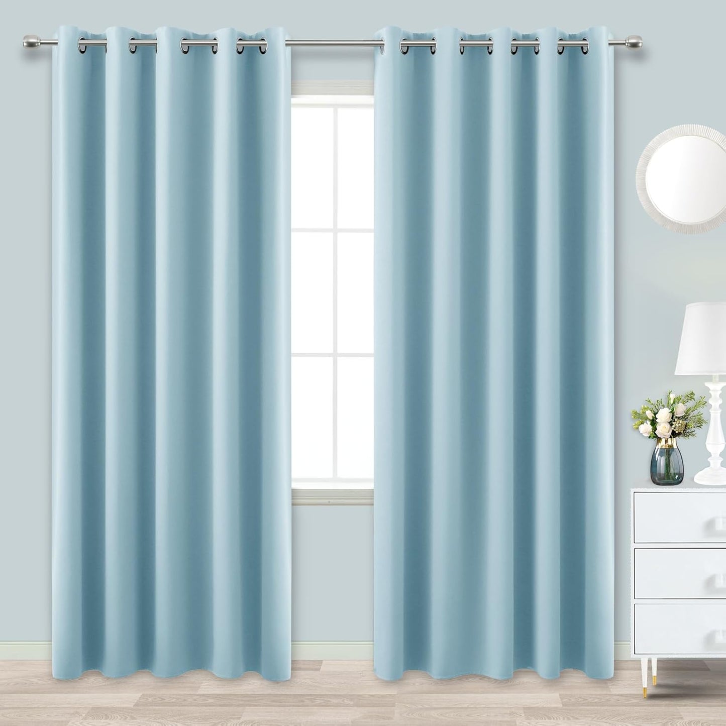 KOUFALL Light Blue Blackout Curtains 72x84 Inch for Living Room