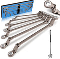 DISEN Double Jointed Extra Long Flex Head Ratchet Wrench Set - Deep