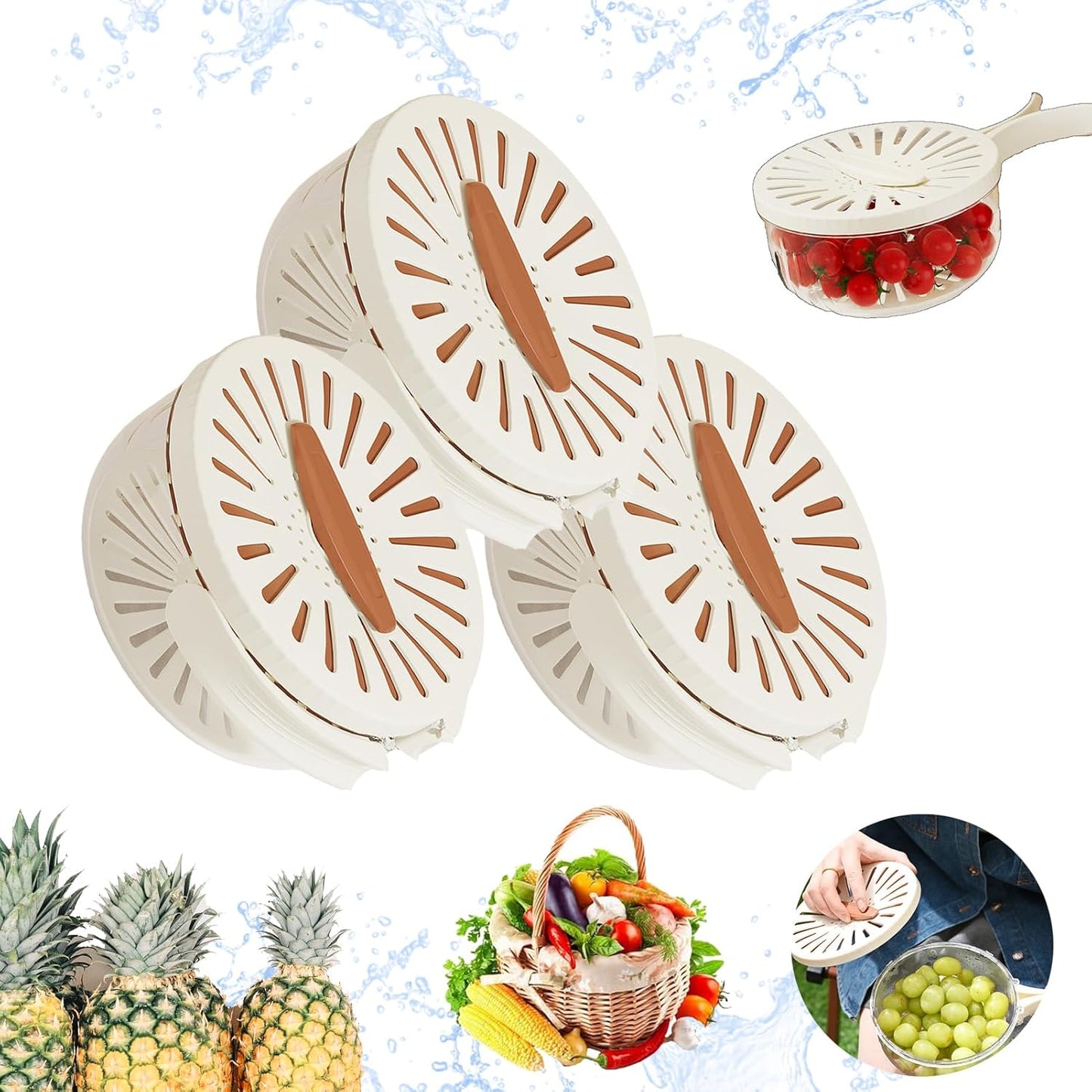 3-in-1 Foldable Drain Basket - Multifunctional Kitchen Colander