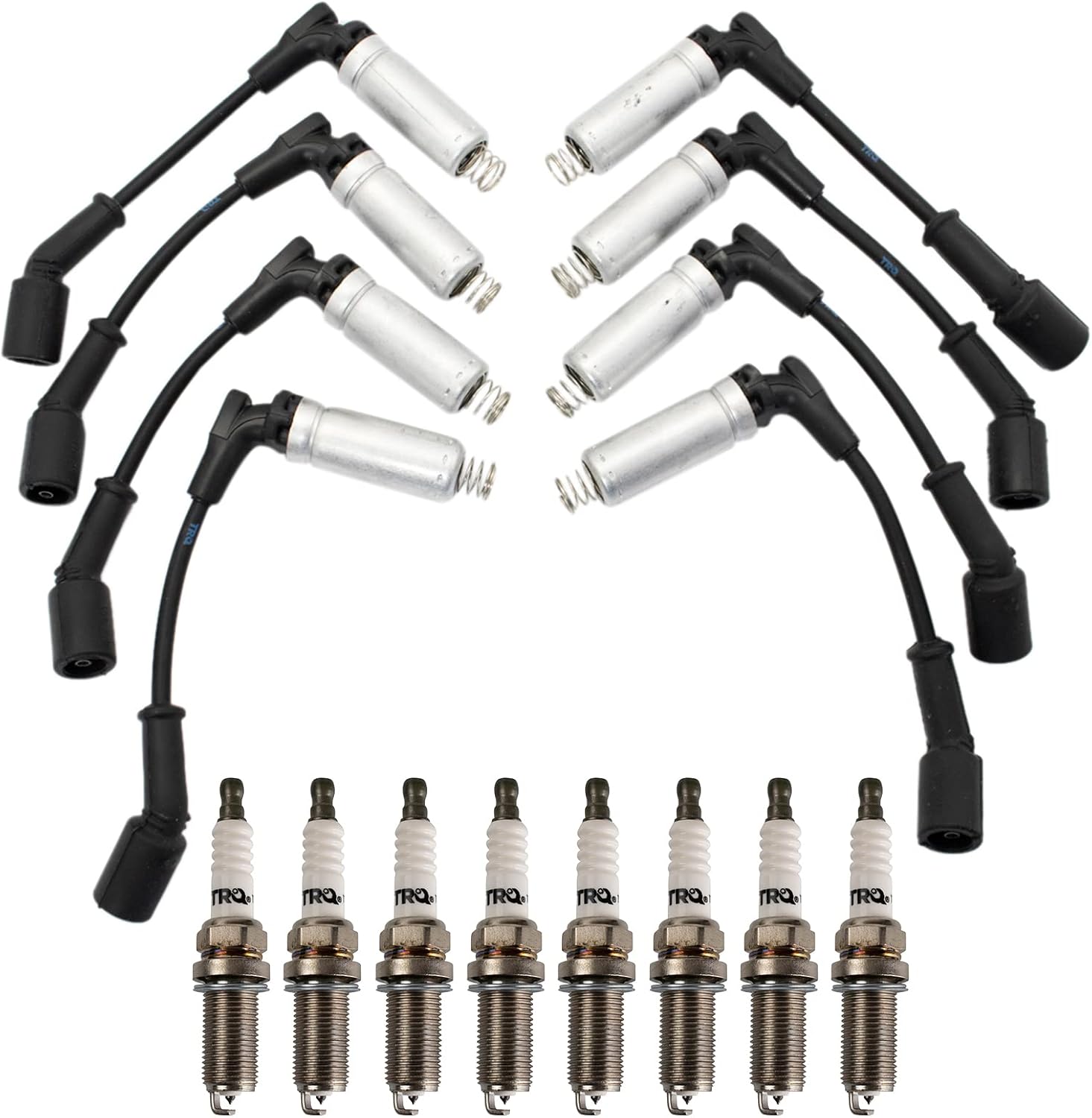 TRQ Ignition Kit Spark Plugs Wire Set for Cadillac and Corvette