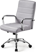 Yaheetech Mid-Back Office Chair with Arms - Comfortable PU Leather