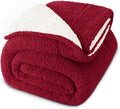 Reversible King Size Sherpa Fleece Blanket Burgundy/Ivory - Ultra Soft