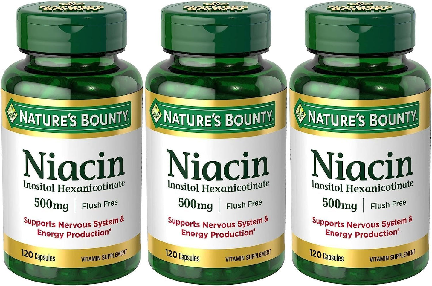 Nature's Bounty Niacin Flush Free 500 mg Capsules for Health