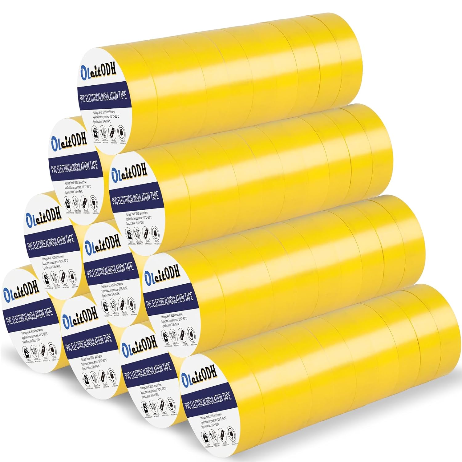 100 Rolls Yellow Electrical Tape for Insulation and Protection