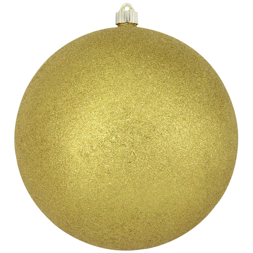 Extra Large 10in Gold Glitter Outdoor Plastic Ball Ornament