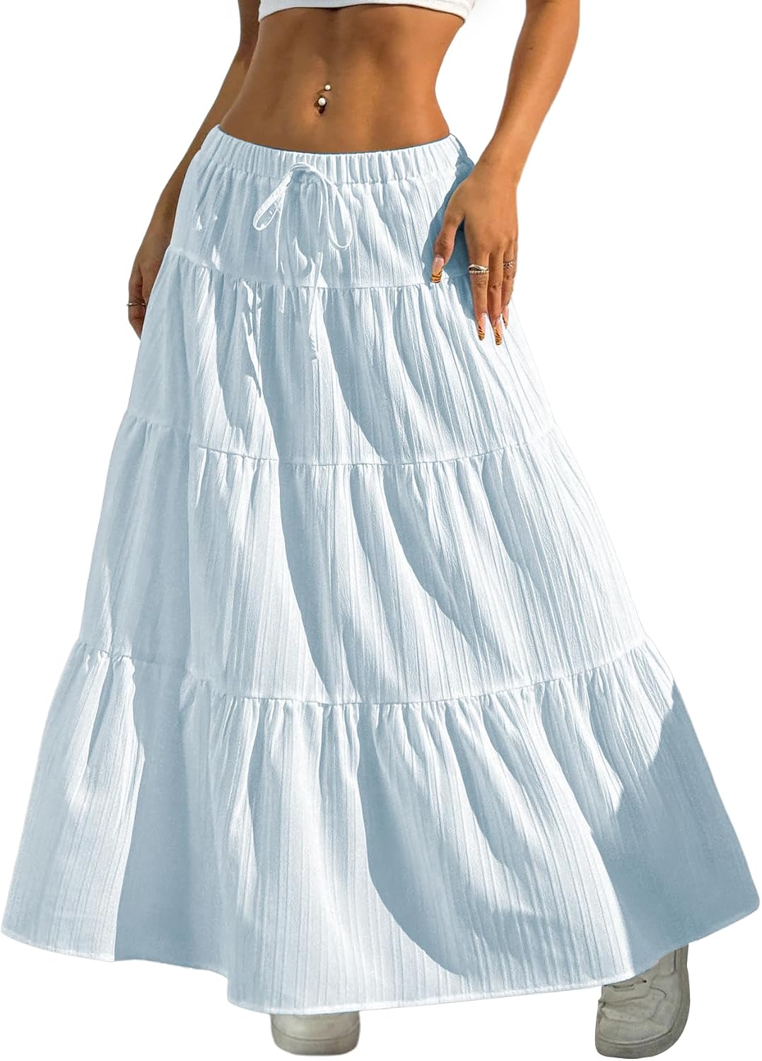 Verdusa Women's Boho Flared Ruffle Maxi Skirt for Summer Style