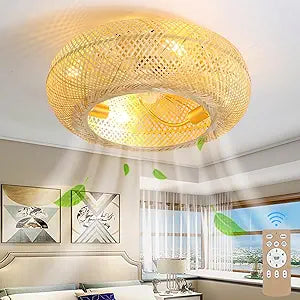 CACCISUN 20in Boho Ceiling Fan with Light and Remote Control