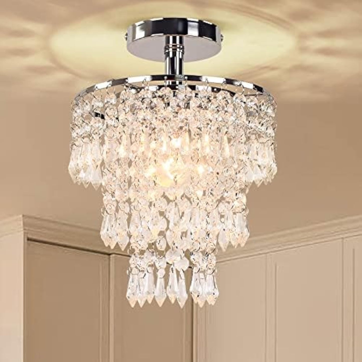 FRIXCHUR Small Crystal Chandelier for Elegant Home Lighting
