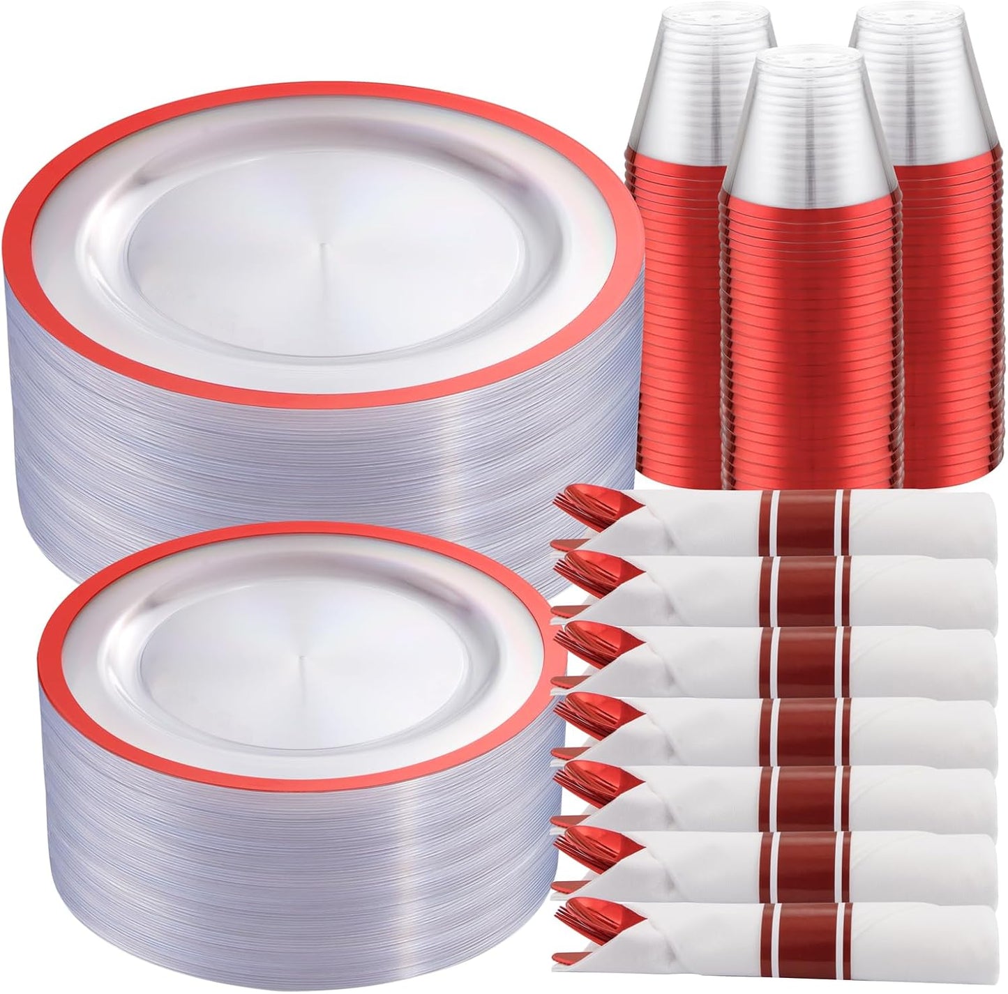 210 Pcs Red Dinnerware Set for Elegant Parties and Events