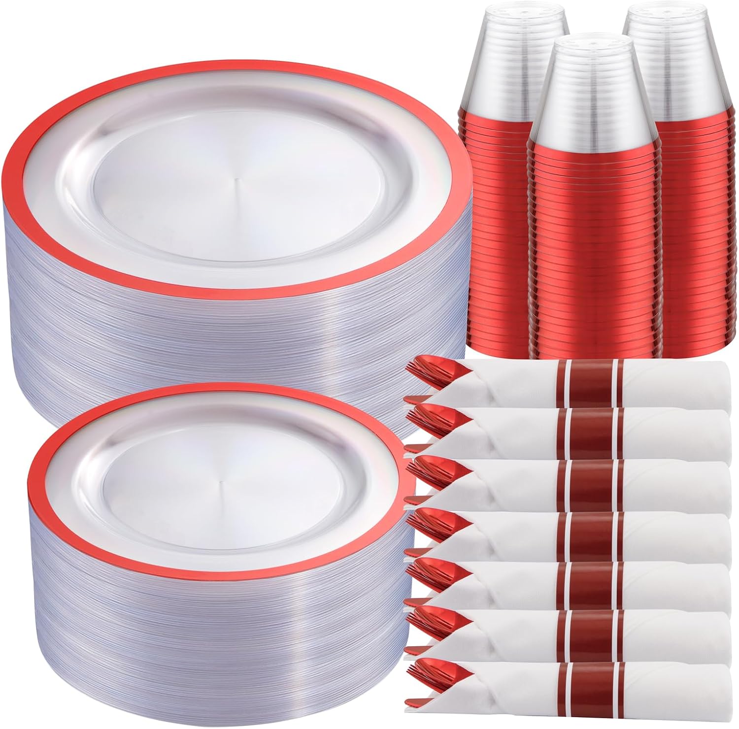 210 Pcs Red Dinnerware Set for Elegant Parties and Events