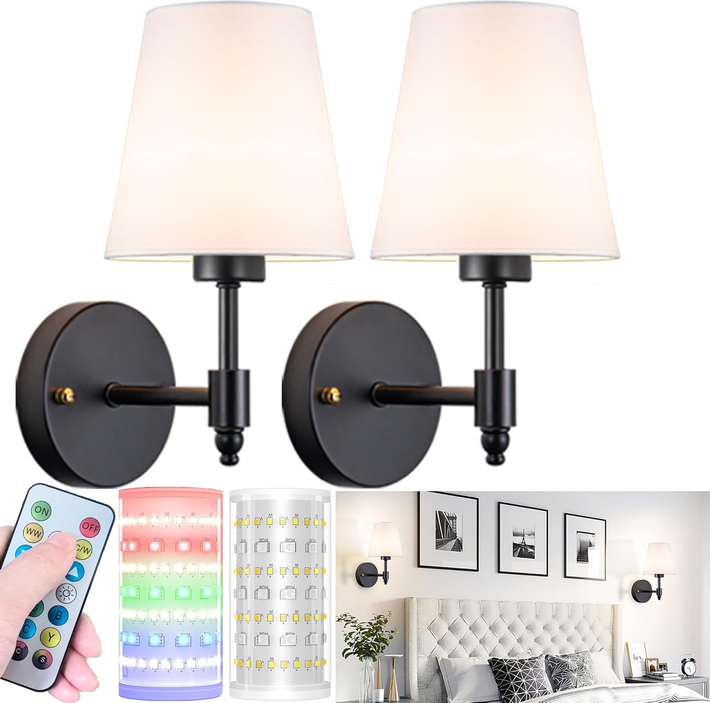 Battery Operated Wall Sconces Set of Two for Any Room