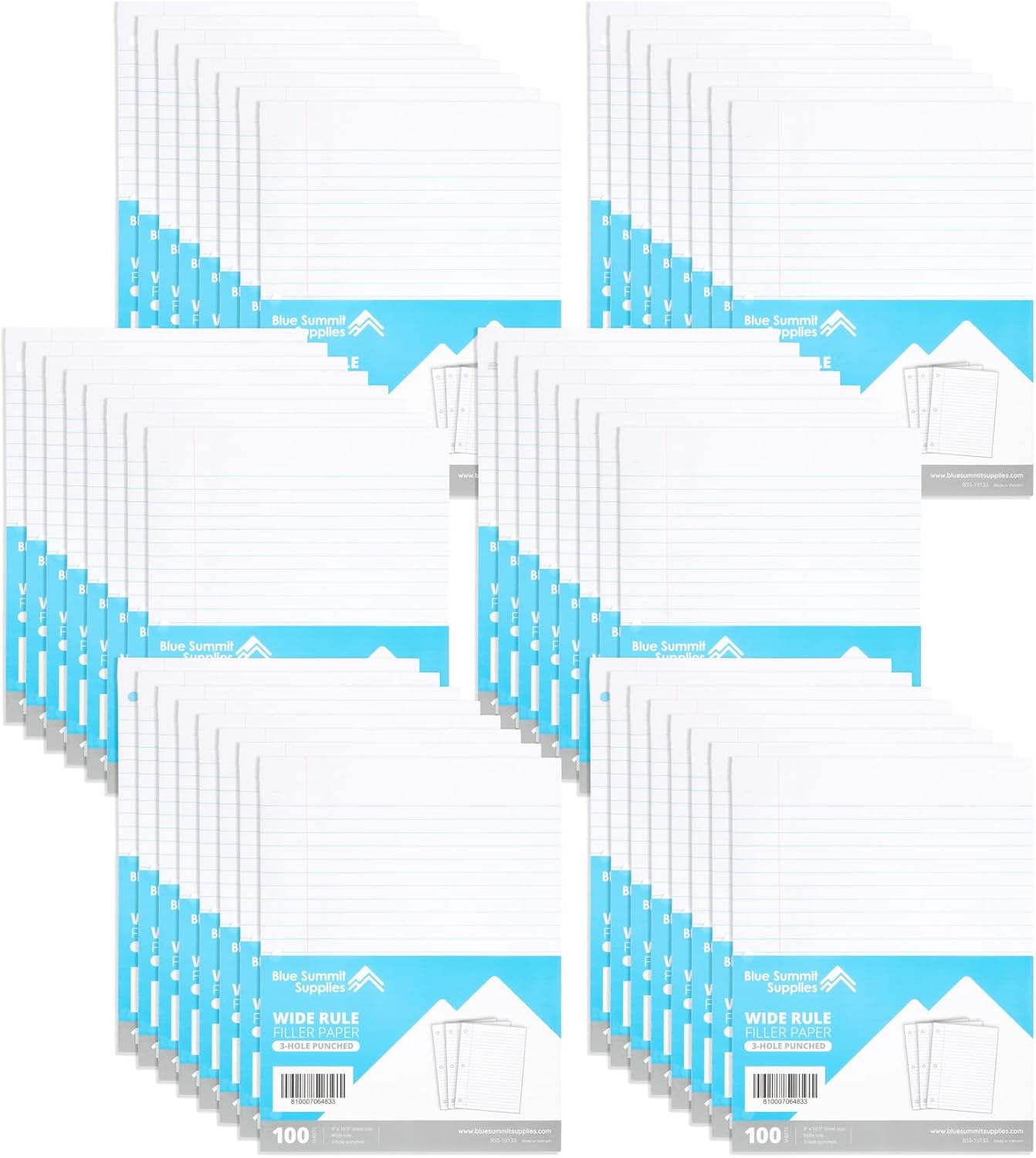 4800 Wide Ruled Sheets for 3 Ring Binders