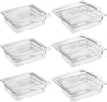 6 Pack 1/2 Size 4in Deep Clear Food Pans with Lids - Durable Storage