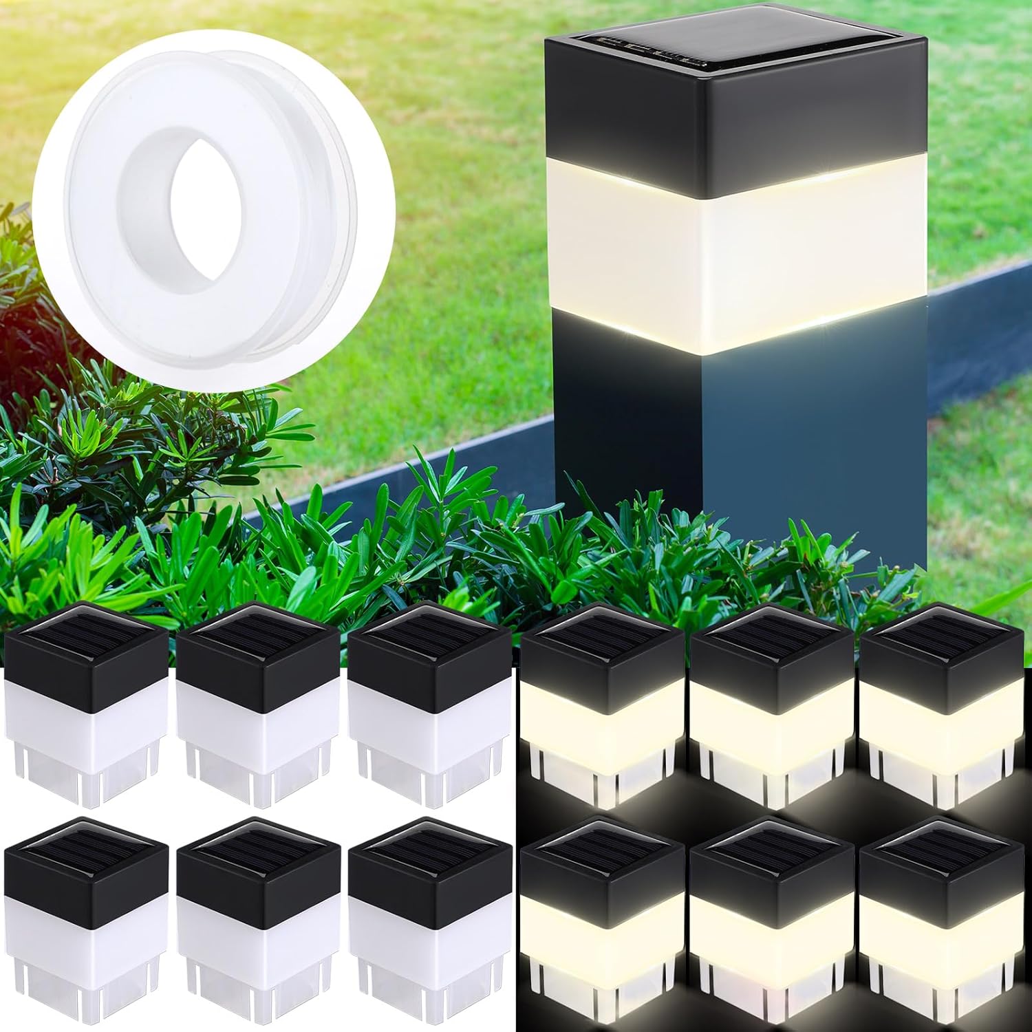 Hicarer Solar Fence Post Cap Lights for Garden and Outdoor Use