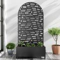 72in Metal Raised Garden Bed with Trellis and Wheels - Black Arched