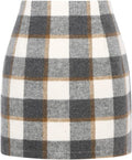 Womens High Waist Plaid Skirt Bodycon Pencil Wool Mini (Style SRXH)