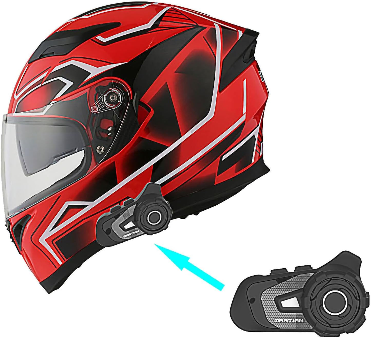 1Storm Motorcycle Full Face Helmet with Bluetooth Headset Bundle