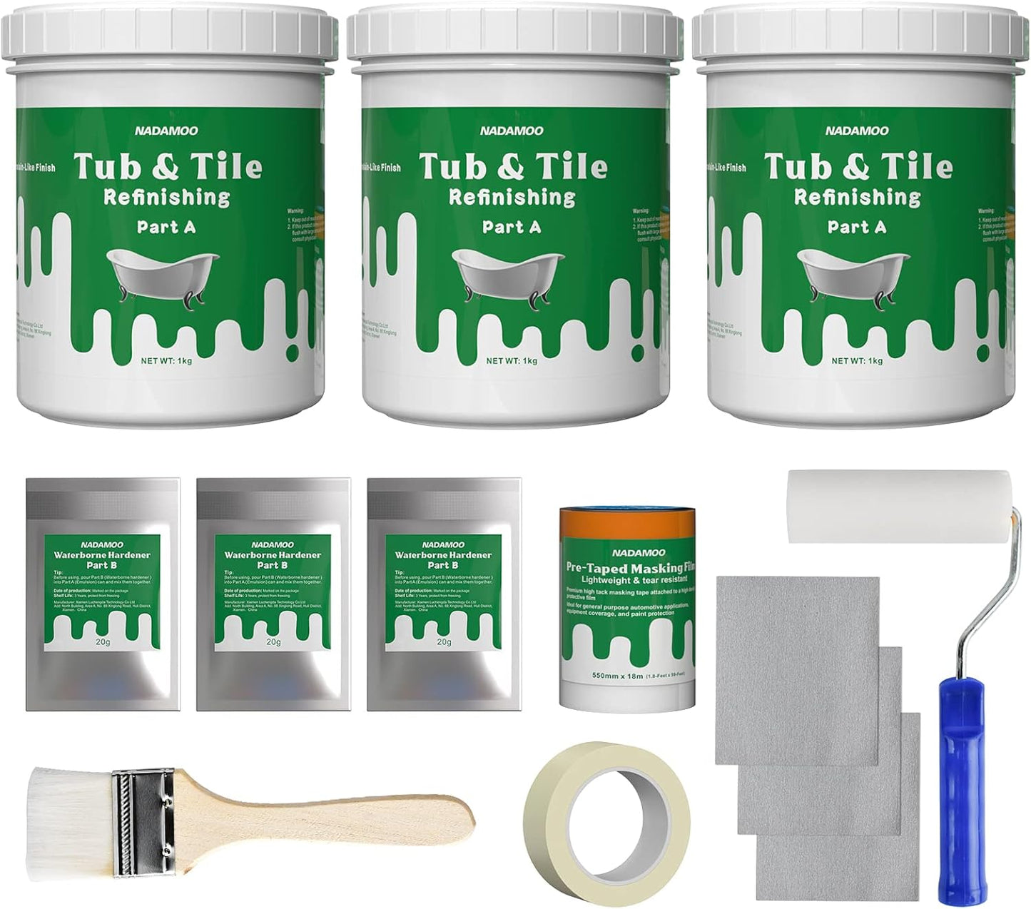 NADAMOO Tub and Tile Refinishing Kit for DIY Bathroom Projects