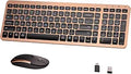 Wireless Keyboard and Mouse Combo Rose Gold - Quiet, Ergonomic Set