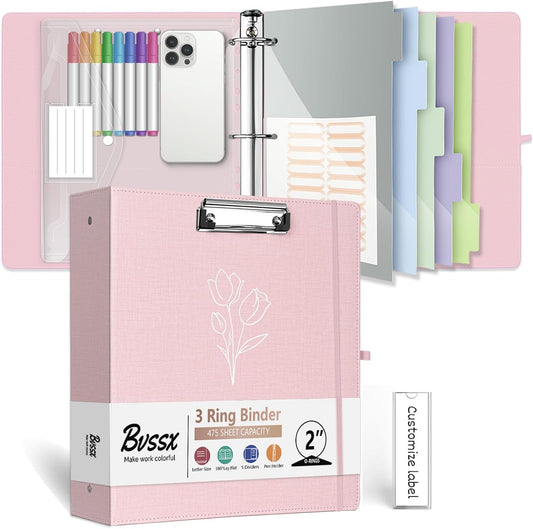 3 Ring Binder Organizer with Clipboard for Letter Size Paper