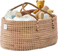 Pink Baby Diaper Caddy Organizer - Stylish Handmade Seagrass Basket
