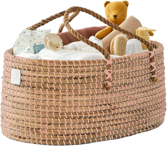 Premium Pink Baby Diaper Caddy Organizer for Stylish Mamas