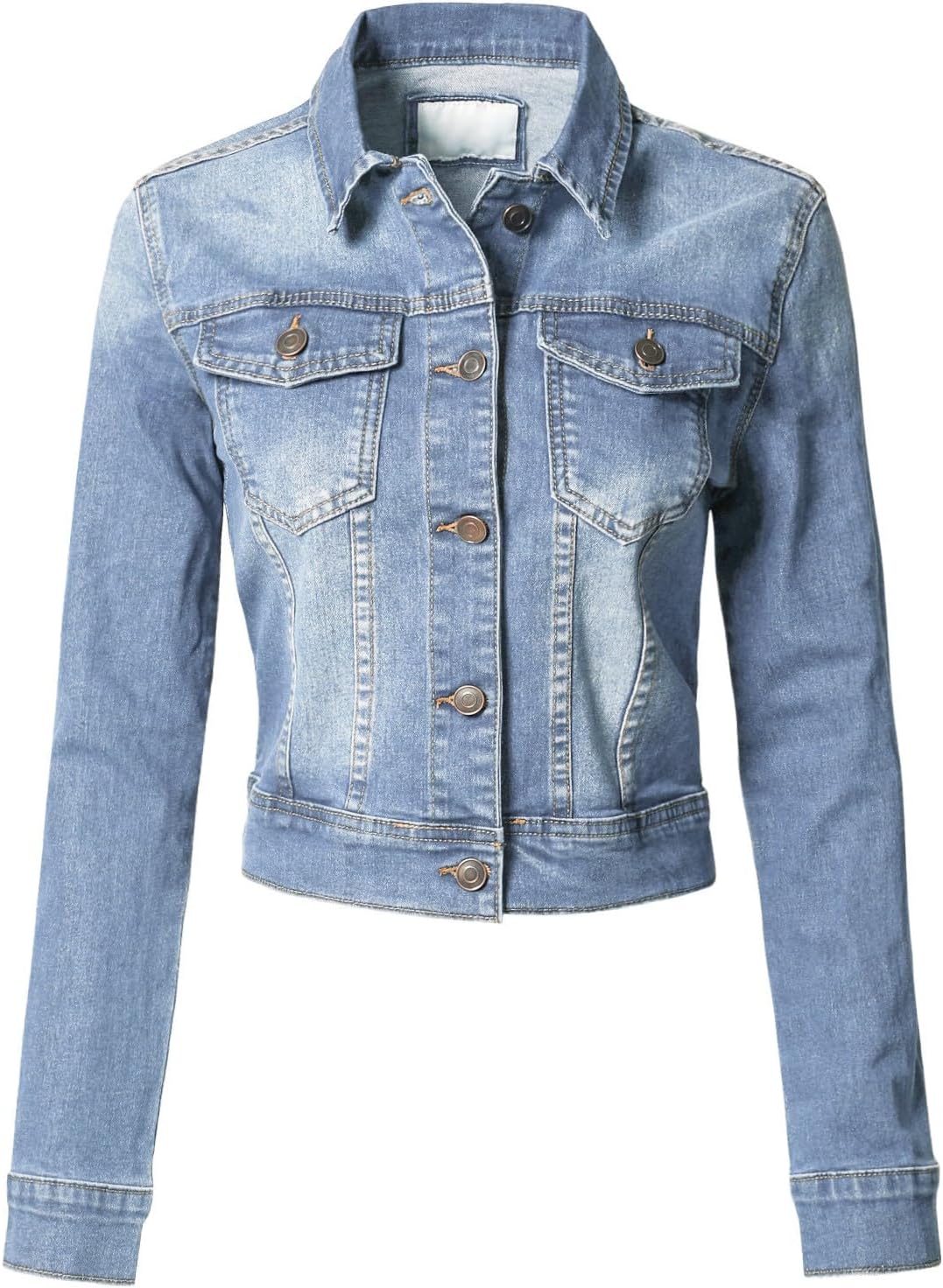 Classic Vintage Washed Long Sleeve Denim Jean Jacket for Women