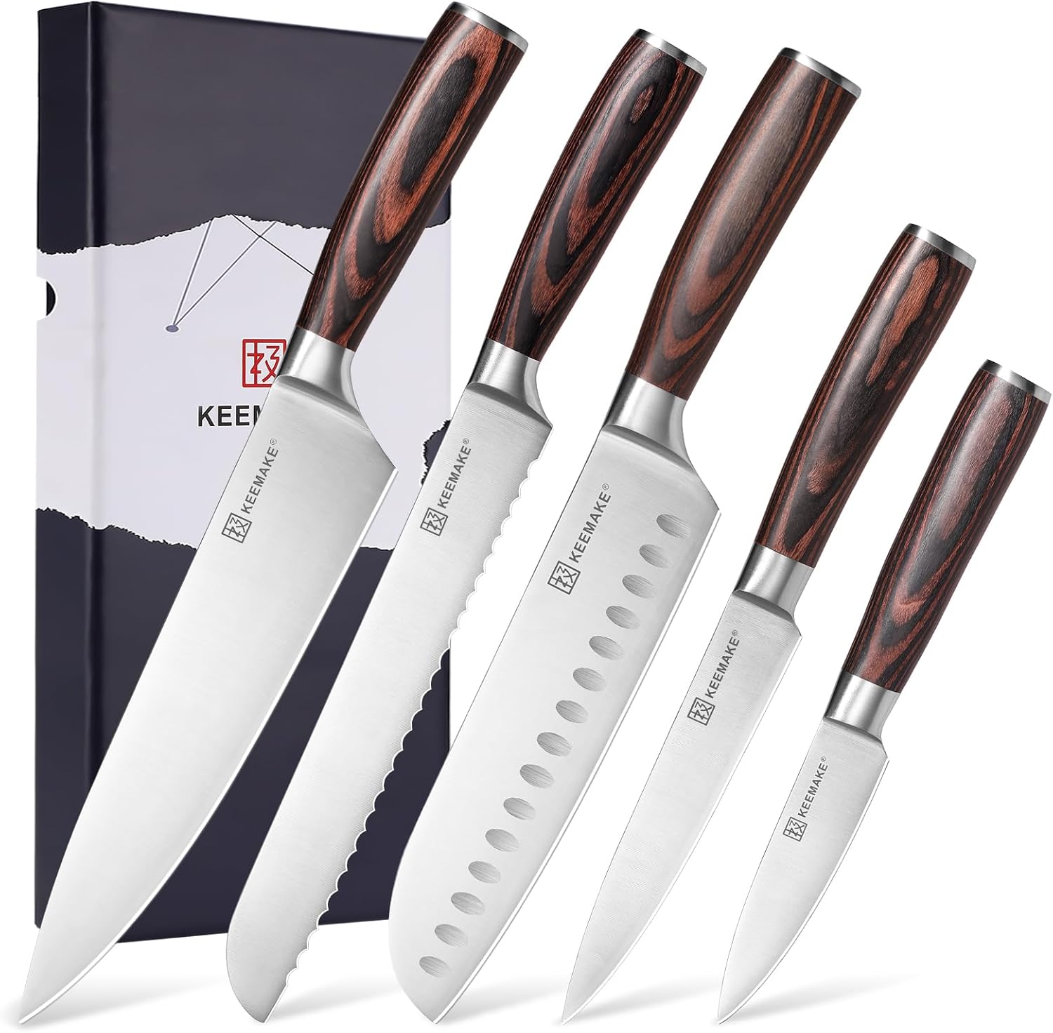 KEEMAKE Kitchen Knife Set of 5 - Professional Chef Knives
