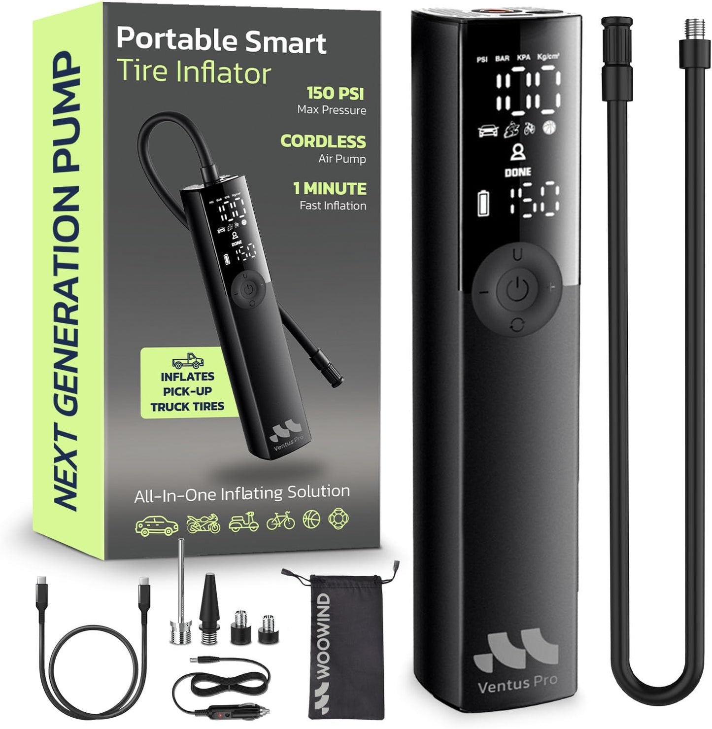 Tire Inflator Portable Air Compressor for Cars, Bikes & More