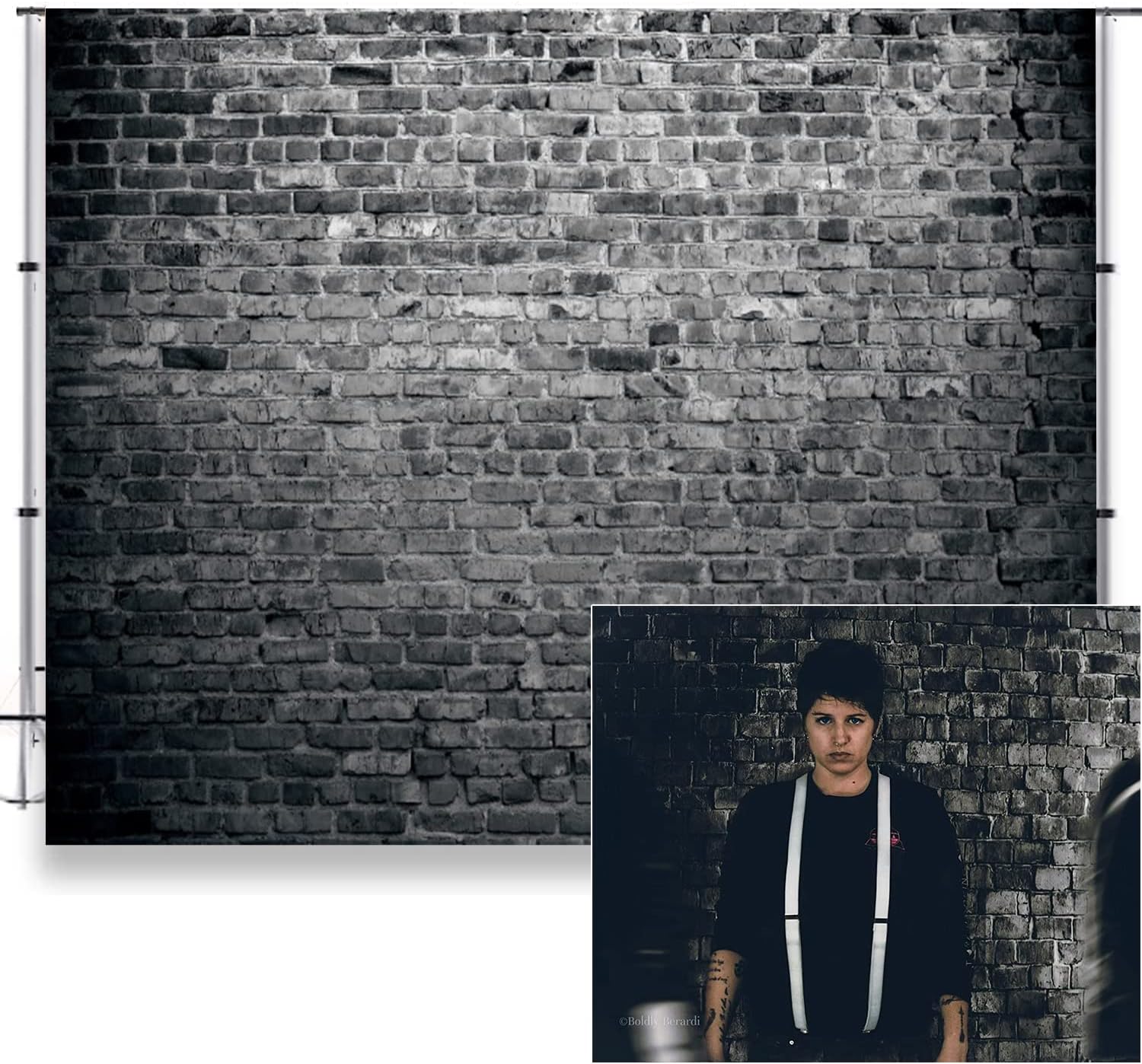 Black Brick Wall Backdrop for Photography Halloween Vintage Decor