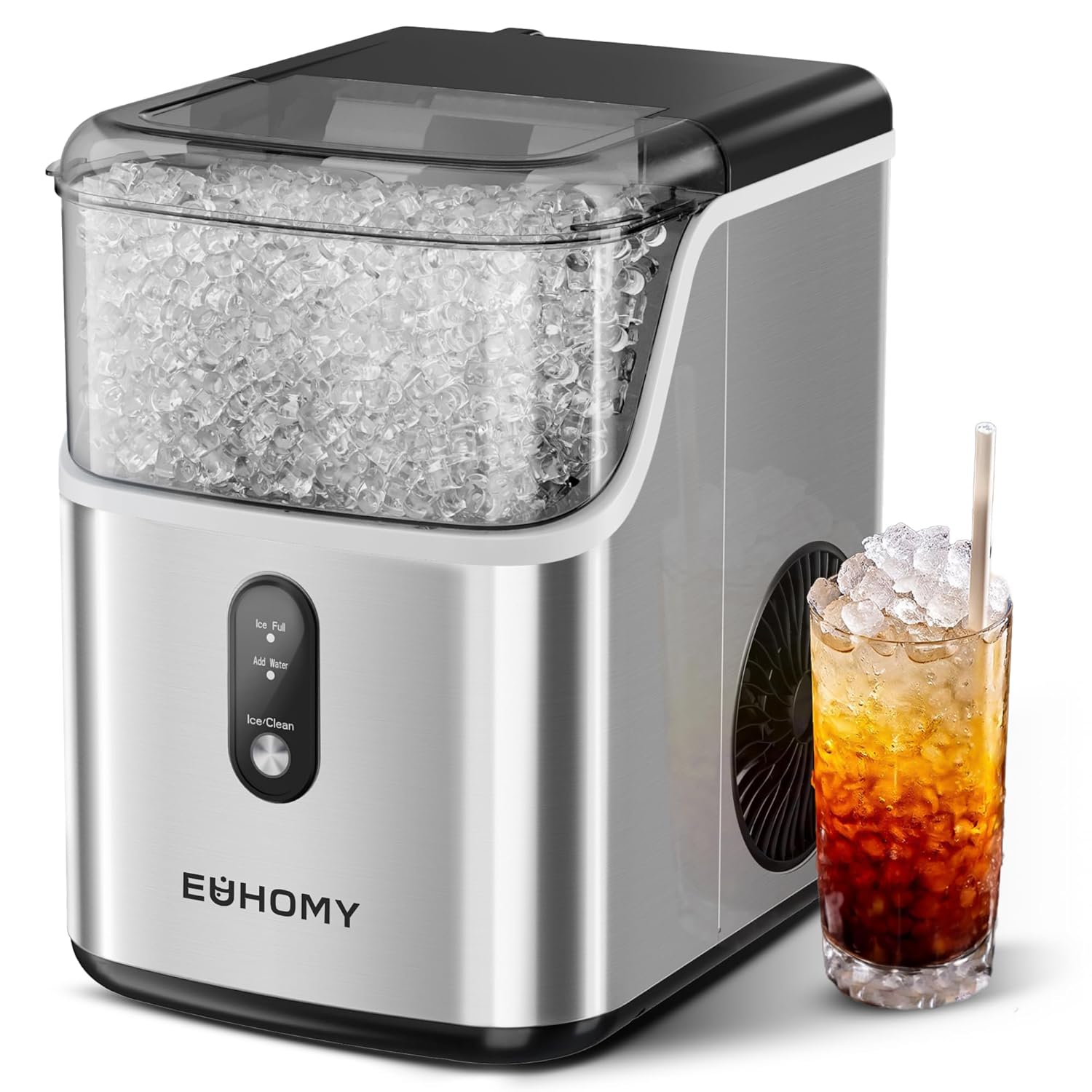 EUHOMY Pebble Ice Maker - 34lbs/24H Soft Ice