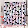 Romantic Black Heart Shower Curtain Set - Waterproof Love & Style