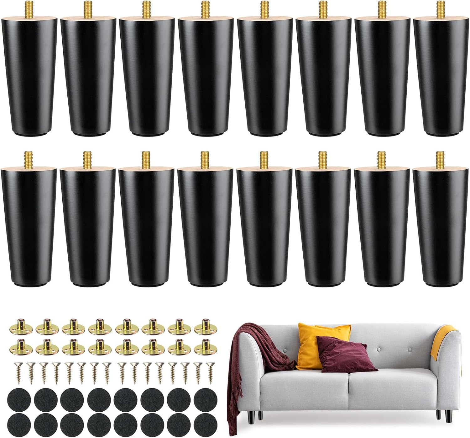 4 Inch Round Solid Furniture Legs for DIY Home Projects