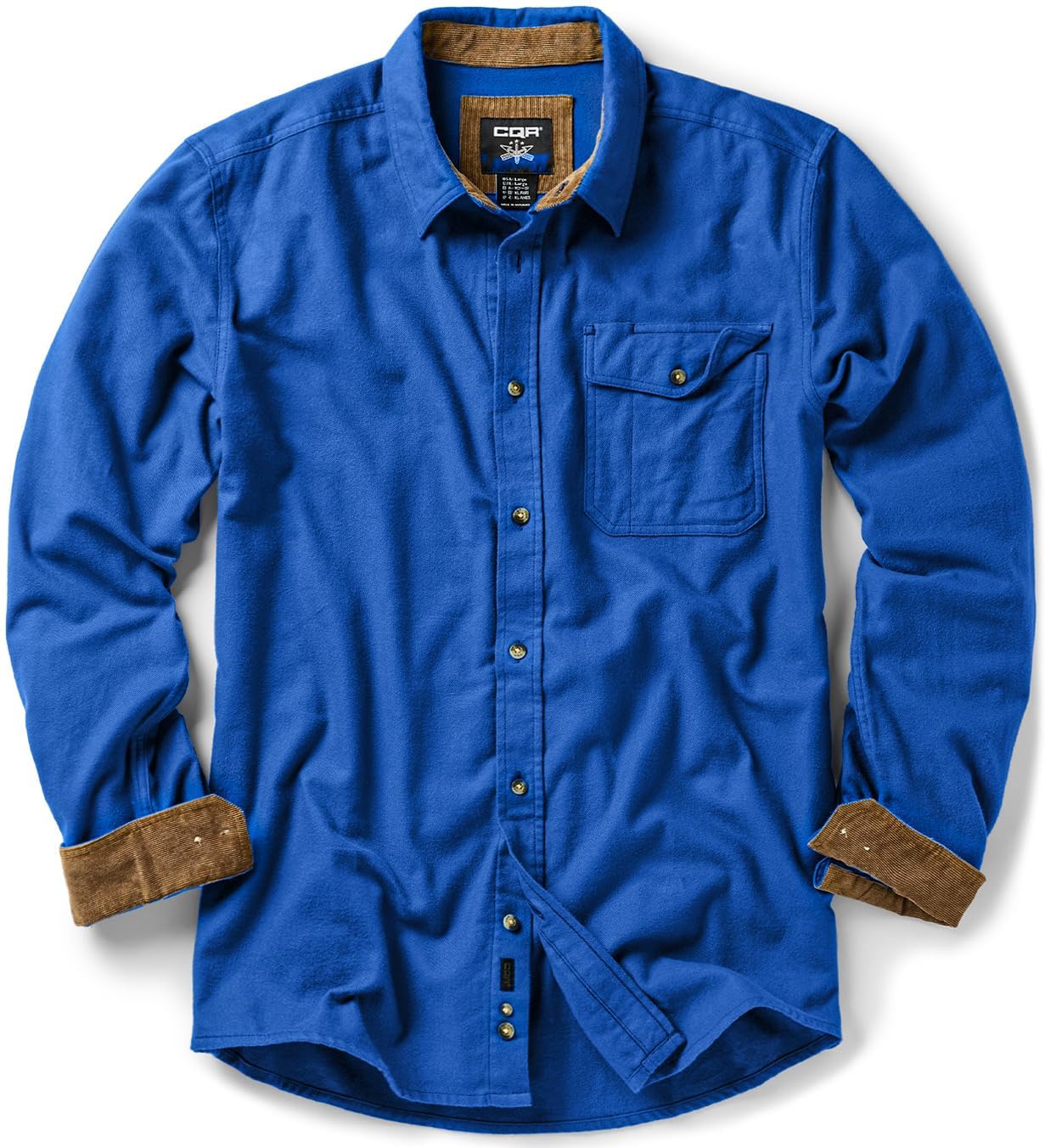 CQR Men's 100% Cotton Flannel Shirt for All-Day Comfort