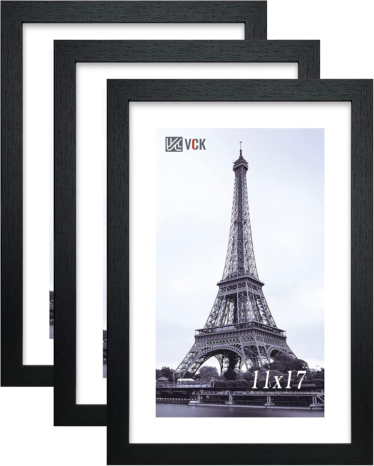 VCK Poster Frame Set of 3, Elegant 11x17 Black Frames