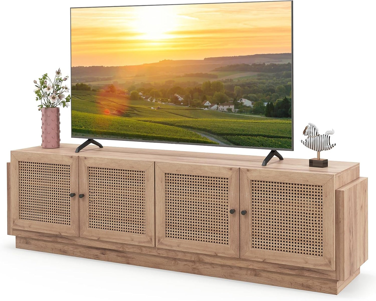Tangkula 75 TV Stand: Farmhouse Style, Storage & Cable Management