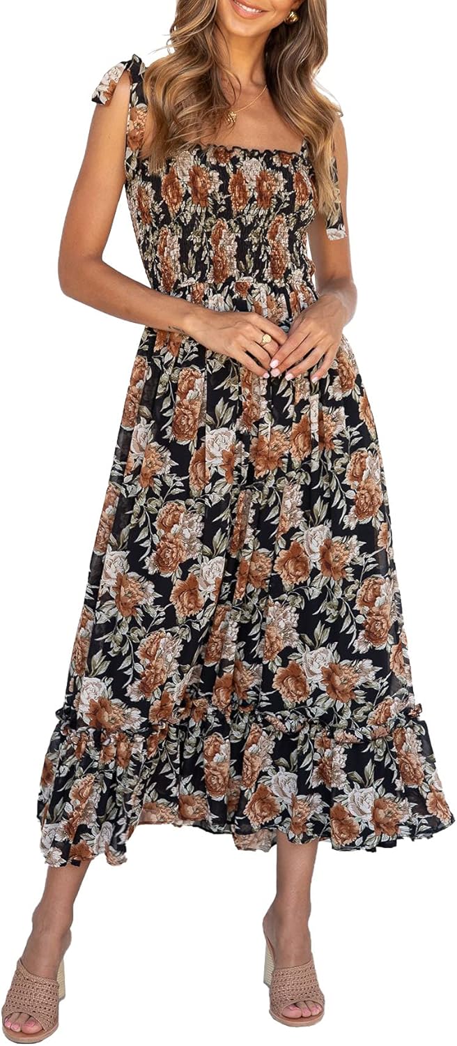 Imily Bela Womens Summer Floral Dress for Beach and Parties