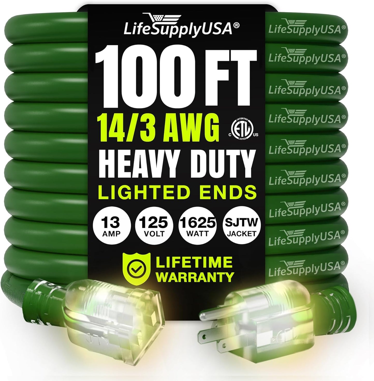 100ft Heavy Duty Extension Cord for Indoor and Outdoor Use