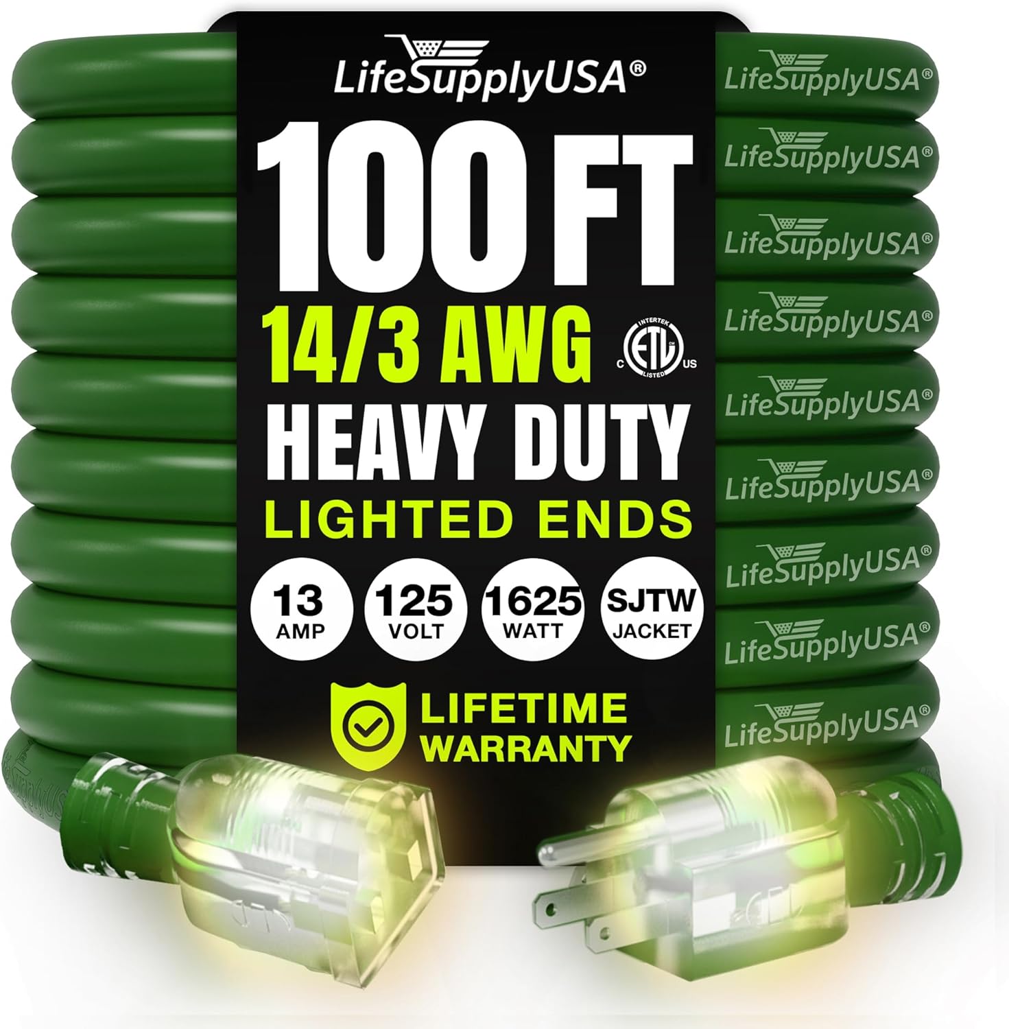 100ft Heavy Duty Extension Cord for Indoor and Outdoor Use