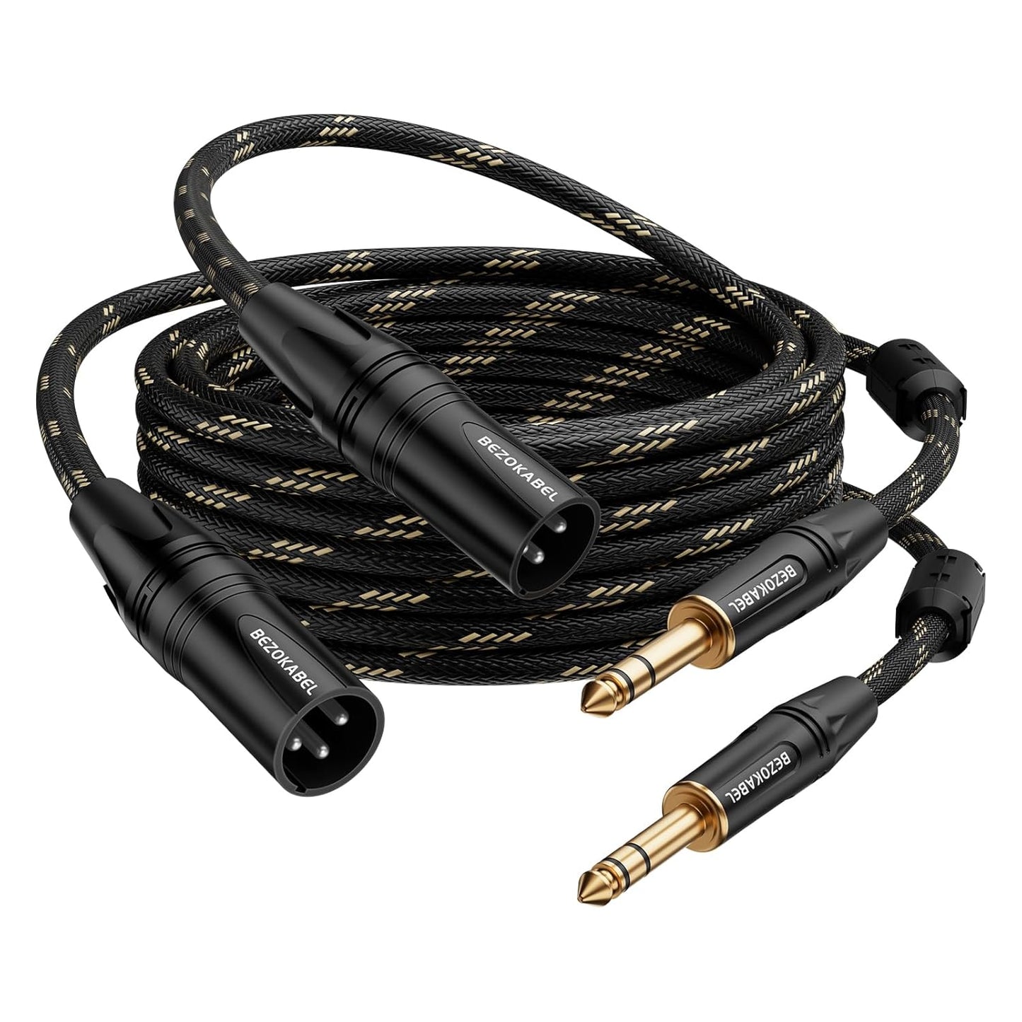 25ft XLR Male to 1/4 Male Microphone Cable - 2 Pack