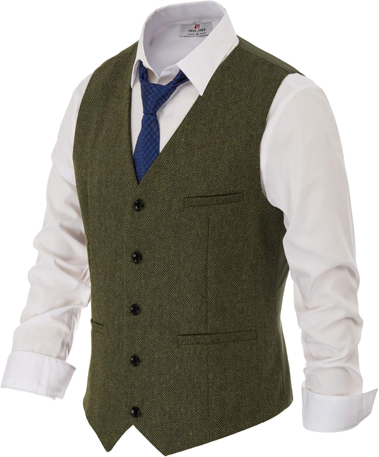 Stylish Herringbone Tweed Suit Vest for Men by PJ PAUL JONES