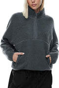Womens Half Zip Pullover Cropped Sherpa Fleece Jacket - Cozy Layer is