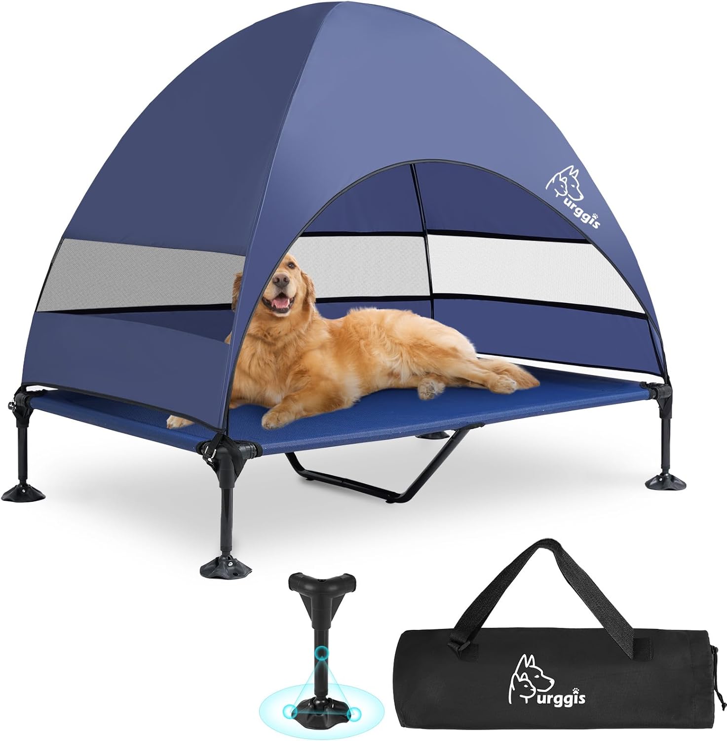 Upgraded Elevated Dog Bed with Canopy for Large Dogs